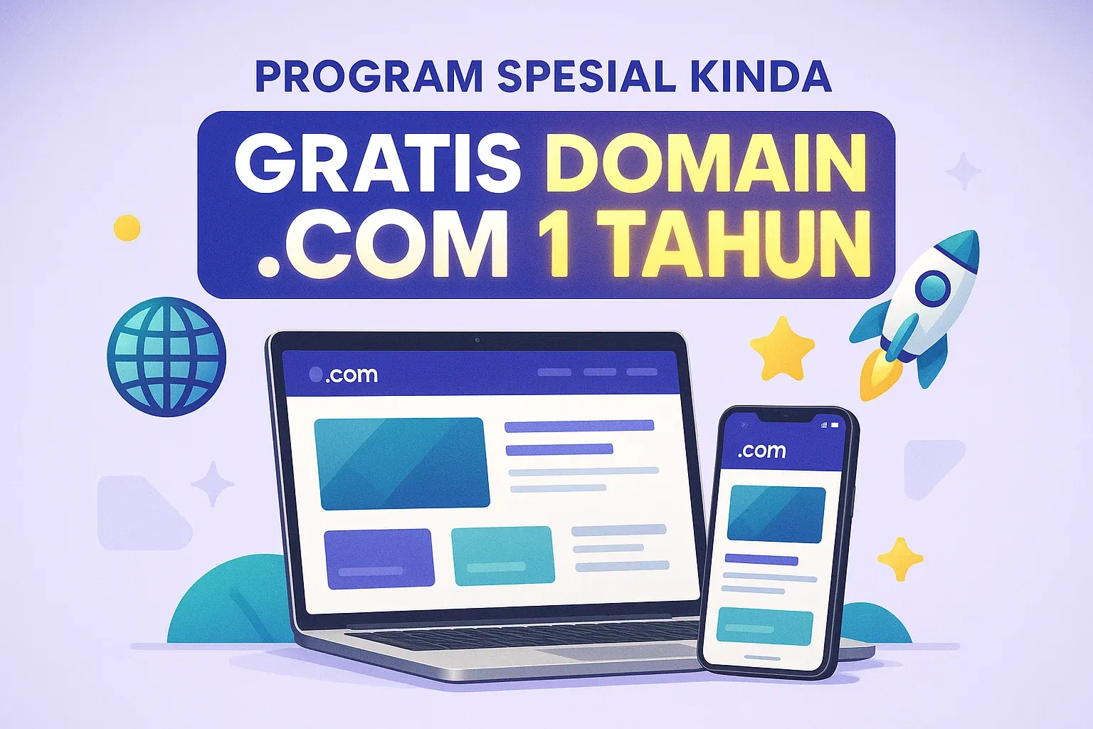 Program Spesial Kinda Gratis Domain .com untuk 1 Tahun